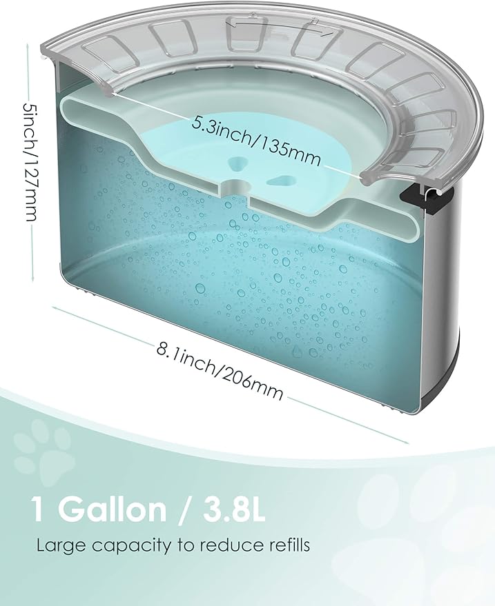 1Gallon Large Dog Water Bowl No Spill, [Anti Digging Lid & Rubber Bottom] Spill Proof Dog Bowl, Anti Splash Mess Dripless Slow Drinking Stainless Steel Water for Sloppy Messy Drinkers Car-PawvioPets