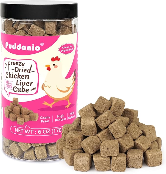 Freeze Dried Cats & Dogs Raw Treats, All Natural Single Ingredient Chicken Liver, High Protein Healthy Pet Training Treats or Food Topper, 6 oz-PawvioPets