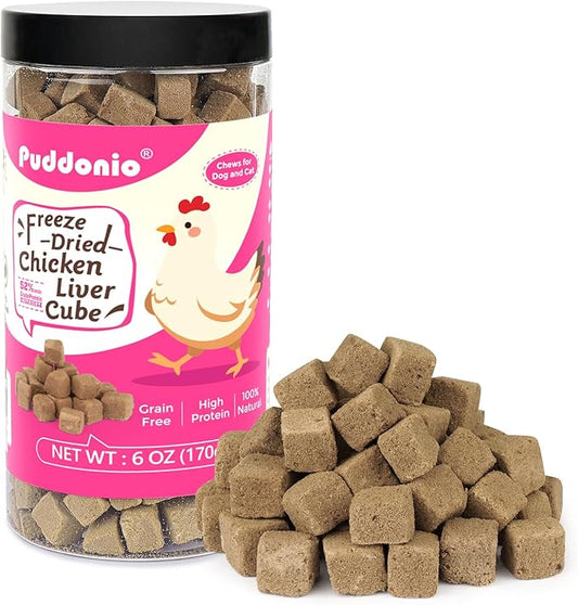 Freeze Dried Cats & Dogs Raw Treats, All Natural Single Ingredient Chicken Liver, High Protein Healthy Pet Training Treats or Food Topper, 6 oz-PawvioPets