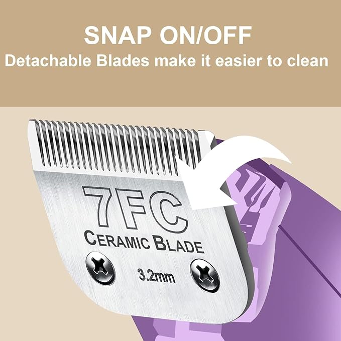 3pcs 7FC Blades Dog Grooming Replacement Blades Compatible with Andis Dog Clipper,Ceramic Blade & Stainless Steel Blade-PawvioPets