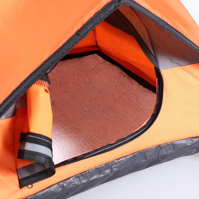 Cat Camping Tent, Cat Tent Bed, Pet Tent for Indoor Cat and Small Dog, Mini Tent (Orange, 21 x 21 x 14 Inches)-PawvioPets