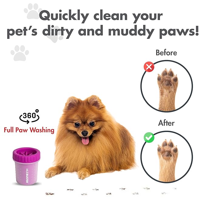 Dexas MudBuster Portable Dog Paw Cleaner, Small, Fuchsia - Premium Quality Pet Accessory-PawvioPets
