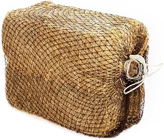 Bloomoak Slow Hay Net Feeder for Horses, Durable Soft Black PE 2/3 String Hay Bales Bags, Fit 36x18x18 to 47x25x17 Inches, Extends 50-64 Inches (3 1.6" Hole/1PC)-PawvioPets
