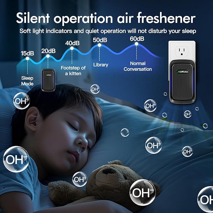 Air Ionizers (4 Pack）- Plug In Negative Ion Air Purifiers - Quiet Air Freshener for Home, Bedroom, Office, Basement - Portable Air Purifier Odor, Smoke, Dust, Pet Smell - Mini Air Cleaner Black-PawvioPets