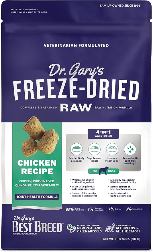 Best Breed Dr. Gary's Freeze-Dried Raw Food, Topper and Treat: Chicken Recipe - 24 oz.-PawvioPets