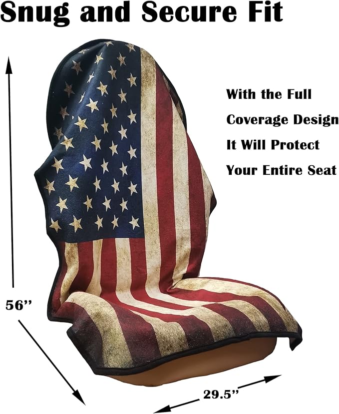 Car Seat Cover Protector Front Seats,for Gym Workout,Running,Swimming,Beach and Hiking,Waterproof Sweat Towel Bucket Seat Covers for Cars SUV Trucks (American Flag, 2Pcs)-PawvioPets