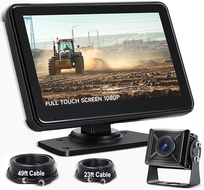 AHD1080P Wired Backup Camera with 7'' Touch Screen Monitor, Rear View Camera System for Truck/RV/Trailer/Skid Steer/Tractor, Colorful Night Vision&10G Vibration Truck Rv Camera System-PawvioPets