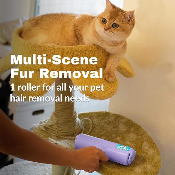 DELOMO Pet Hair Removal Tool, Pet Hair Remover - Lint Roller for Pet Hair - Cat and Dog Hair Remover for Couch, Furniture, Carpet, Car Seat, Reusable Lint Roller with Fur Bin, Pet Owner Essential-PawvioPets