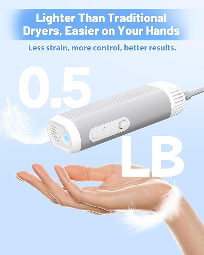 2-in-1 Hands-Free Dog Hair Dryer with Table Clamp – Low Noise Pet Grooming Dryer for Dogs & Cats, Adjustable Heat & Speed, Wearable or Desktop Use(Gray)-PawvioPets