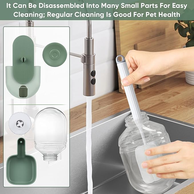 28oz Hanging Automatic Water Dispenser，Rabbit Water Bottle,Bunny Guinea Pig Ferret Water Bowl for Cage,Suitable for Small Animal Puppies(Cage Grid Spacing Over 1.2'') (Green)-PawvioPets