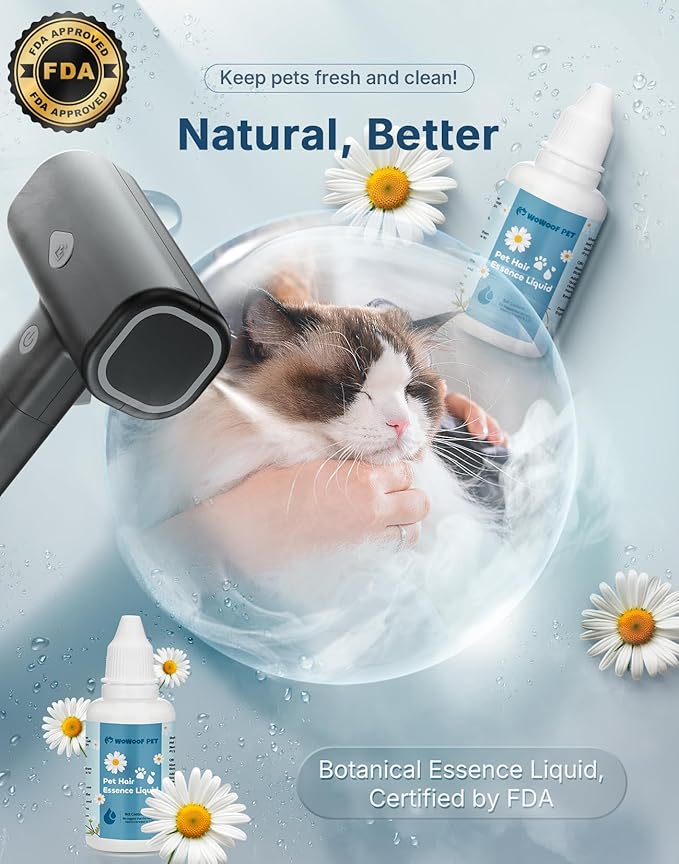 5-in-1 Cat Hair Brush, Dog Grooming Steam Comb for Long Short Haired Indoor Cats Spritz Comb for Deshedding, Detangling, Pet Brush for Kitten Rabbit Massage, with 3 Essence Liquid-PawvioPets