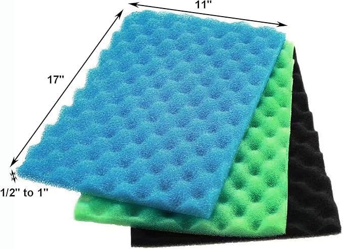 AQUANEAT Aquarium Bio Sponge Foam Filter Media Pad Cut-to-fit for Fish Tank Sump Pond 17" x 11" x 1/2" to 1"-PawvioPets