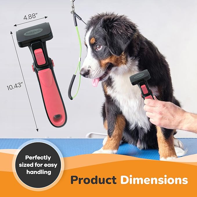 Deshedding Dog Brush for Long Hair (Medium,Pink) – Gentle Deshedding tool for Dogs & Cats – Reduces shedding, without damaging topcoat. Removes Loose Fur & Dead Undercoat.-PawvioPets