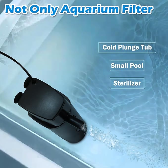 Aquarium U-V Filter 300GPH for Large 80-200 Gal Fish Tank Pond, Powerful Internal Submersible Pump Green Water Clean Killing Machine Air Supply Deodorization Keep Saltwater Freshwater Crystal Clear-PawvioPets
