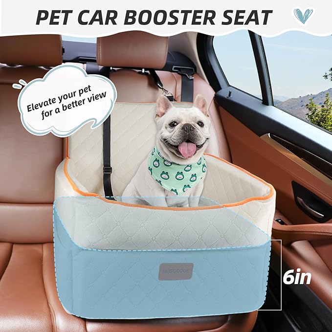 Dog Car Seat for Small Medium Dogs, Memory Foam Dog Booster Seats with Thick Cushion for Dogs Under 35lbs, Detachable Washable Pet Car Seat Travel Bed with Storage Pockets,2 Safety Belt-PawvioPets