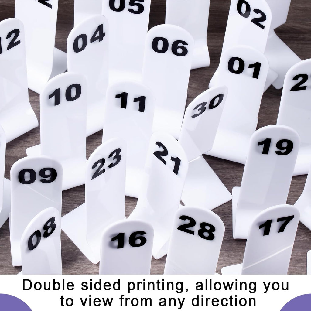 Tuanse 1-30 Table Order Numbers Restaurant Double Sided Acrylic Reception Number Stands Signs for Wedding Restaurant Seating Cafes Party Banquet(White)