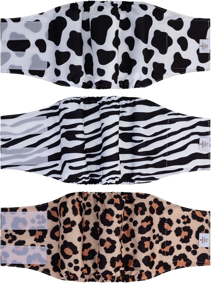 CuteBone Dog Diapers Male Washable Belly Band for Male Dogs Wraps 3pcs a Pack DM39M-PawvioPets