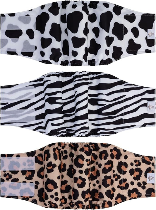 CuteBone Dog Diapers Male Washable Belly Band for Male Dogs Wraps 3pcs a Pack DM39M-PawvioPets