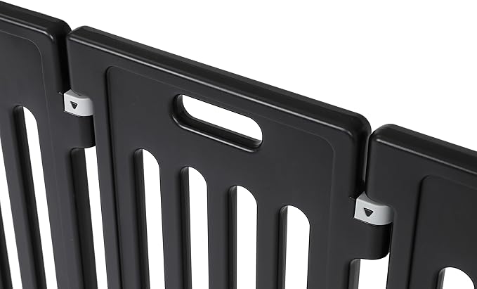 BIRDROCK HOME Dog Playpen w/Door, 12 Panel, 25.6in H | Strong Plastic, Non-Slip Puppy Playpen, Secure Pet Gate | Indoor Outdoor Fence | Configurable Panels | Small to Medium Pets - Black-PawvioPets