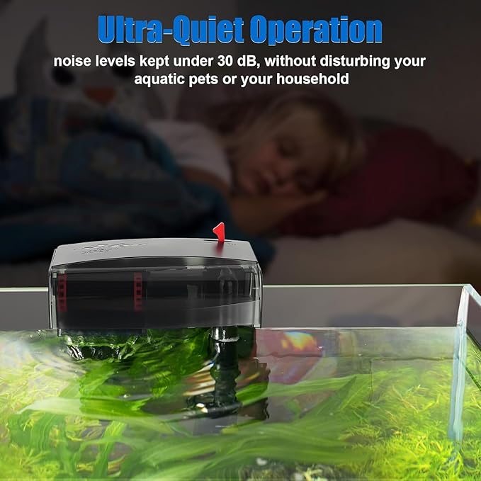 AQQA Aquarium Filter 10-30 Gallon Fish Tank Filters with Bio-Wheel Power, Hang on Back Aquarium Filter, Adjustable Flow Hob Filter, Quiet Efficient and Silent Operation (8W 110 GPH)-PawvioPets