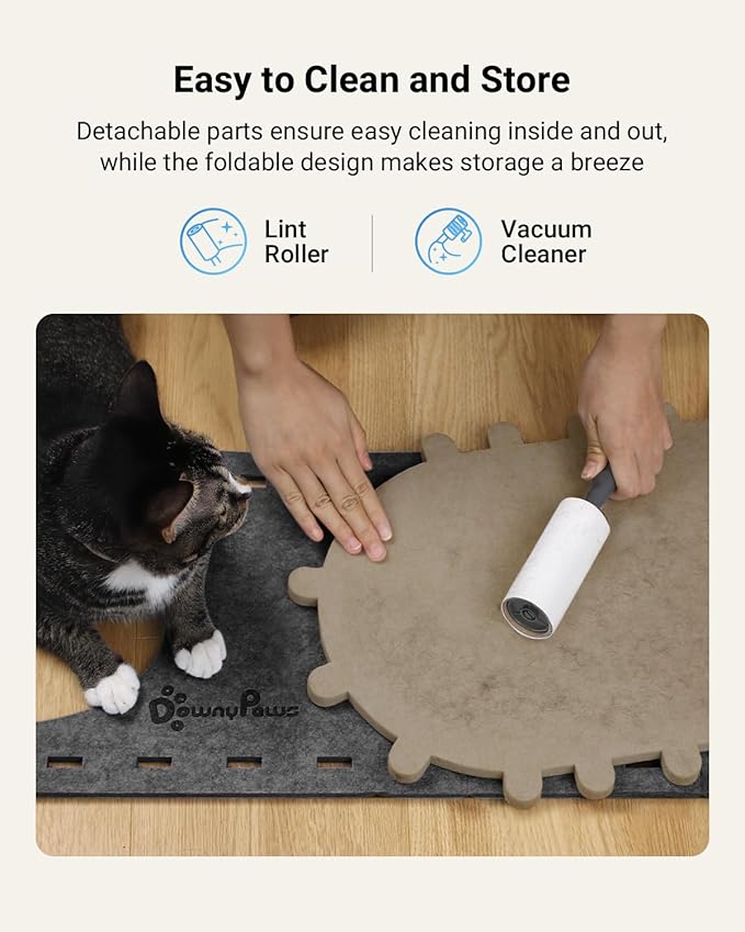 DownyPaws Cat House for Indoor Cats, Cat Bed Cave for Multiple & Large Cats Up to 22 Lbs, Scratch Resistant Peekaboo Cat Caves, Foldable Tunnel Enclosed Bed, PeekaPurr, Sesame Gray-PawvioPets