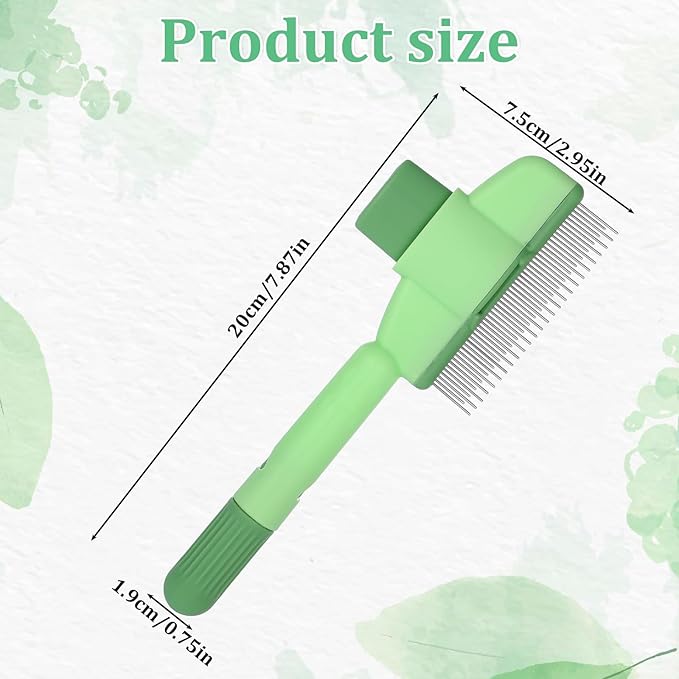 Flea Comb for Cats Dogs Brush for Shedding with Release Button Fine Tooth Pet Hair Removal Comb with Long & Short Stainless Steel Teeth for Deshedding Self-Cleaning Brush for Cat Dog Small Pets-PawvioPets