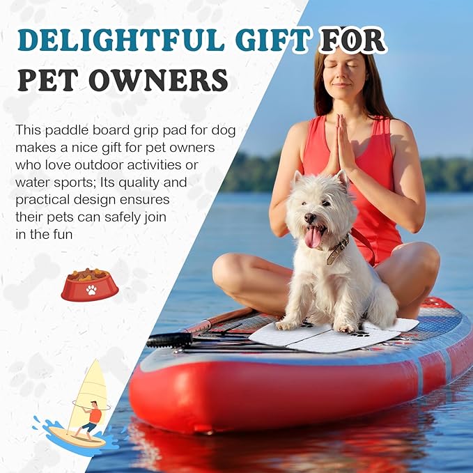 Dog Traction Pad Dog Paddle Board Kayak Accessories 21.2 x 15.3 Inch Non Slip Deck Grip Mat Surfboard Traction Good Grip EVA Foams for SUP Skimboard Paddleboard Surfboard-PawvioPets