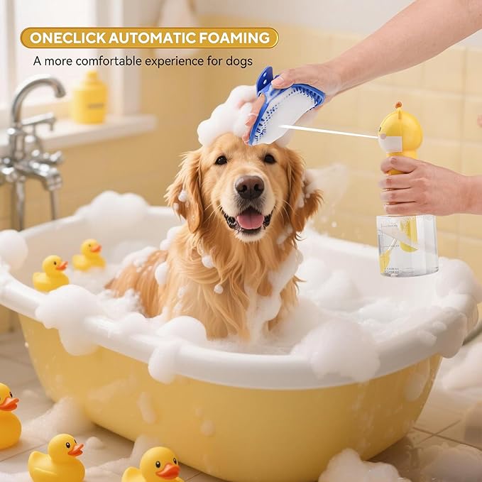 Electric Dog Cleaning Foam Machine with Bath Glove,Automatic Dog Soap Dispenser for Bath, Dog Bath Supplies - Outdoor Dog Shower Attachment for Bathtub for After Walk Pet Wash-PawvioPets