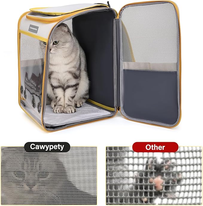 Cat Backpack Carrier, Collapsible and Breathability Cat Carrier Large for Cat Under 16 lbs, Dog and Small Pet Carrier Bag Used in Travel, Car-PawvioPets