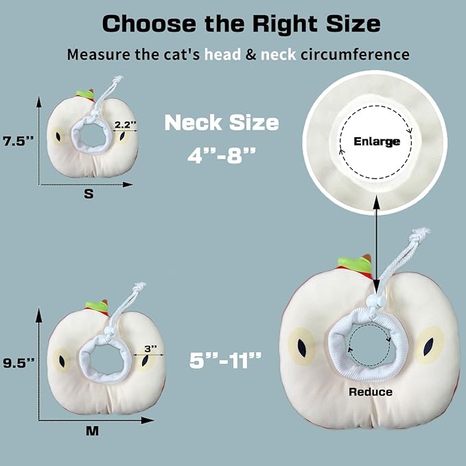 Cat Cone Collar Soft Kitten Donut, Cat Cones to Stop Licking After Surgery and Scratching, Waterproof Elizabethan e Collar for Cats After Neuter, Adjustable Comfy Cats Neck Cone Pillow for Kitty-PawvioPets