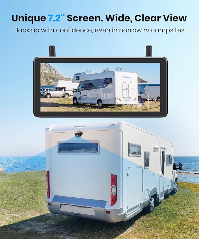 AUTO-VOX RV Backup Camera Wireless Plug and Play: Pre-Wired for Furrion System, IR Night Vision, HD 1080P 7.2'' DVR 3-Channels, Stable Signal & Wide Angle Rear View Camera for Trailer Camper Motorhome-PawvioPets
