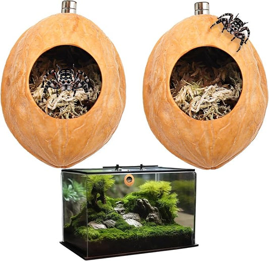 2 Pack Jumping Spider Enclosure Accessories with Walnut Shell Moss and Magnet, Natural Material Jumping Spider Hide-PawvioPets