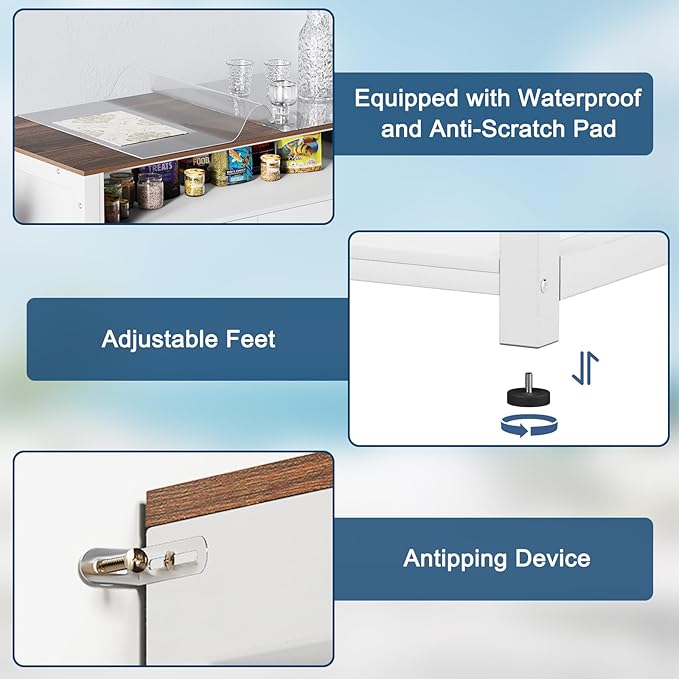 20-29 Gallon Fish Tank Stand with Power Outlet & 2 Storage Drawers, Heavy Duty Metal Frame Aquarium Stand with Waterproof Mat, 30.7" L*15.7" W Tabletop, 550LBS Capacity, White+Brown-PawvioPets