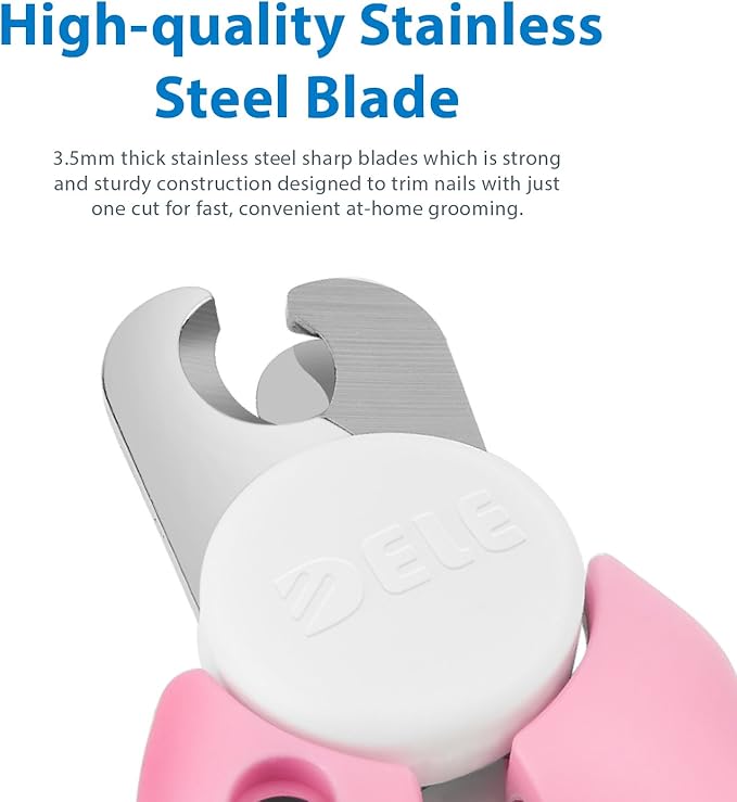Flexzion Dog Cat Nail Clipper and Trimmer, Pet Toe Claw Scissor Grooming Tool with Stainless Steel Blades File Easy Grip Handle Safety Guard Avoid Overcutting for Small Medium Large Breed Puppy, Pink-PawvioPets
