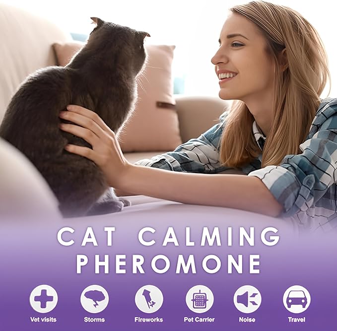 Cat Calming Pheromone Diffuser – Premium Cat Calming Diffuser for Stress & Anxiety Relief – Reduces Scratching, Spraying & Fighting – 60 Day Supply, 48ml Bottle – Ideal for All Cats & Multi-Cat Homes-PawvioPets