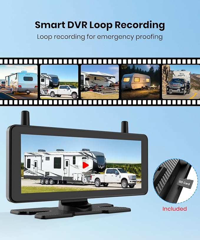 AUTO-VOX RV Backup Camera Wireless Plug and Play: Pre-Wired for Furrion System, IR Night Vision, HD 1080P 7.2'' DVR 3-Channels, Stable Signal & Wide Angle Rear View Camera for Trailer Camper Motorhome-PawvioPets