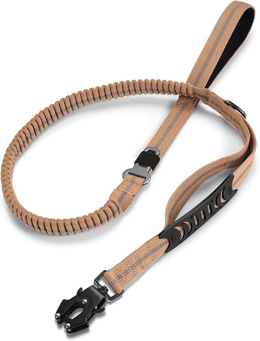 Dog Leashes for Medium Large Dogs Heavy Duty, 4-6FT Shock Absorbing No Pull Dog Leash with Advanced Easy Metal Clip, 2 Comfortable Padded Handles (Coyote Brown)-PawvioPets