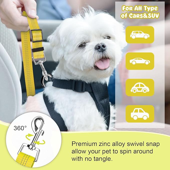 BWOGUE Pet Dog Cat Seat Belts, Car Headrest Restraint Adjustable Safety Leads Vehicle Seatbelt Harness (1 Pack)-PawvioPets