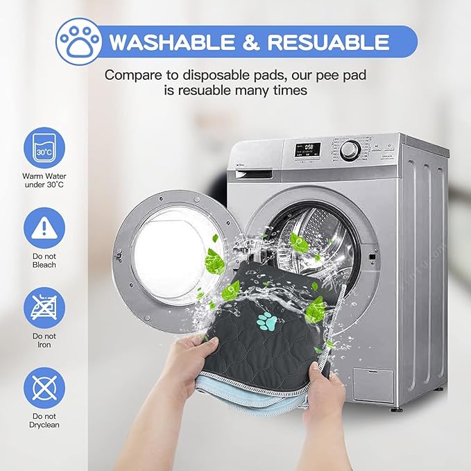 Aitmexcn Washable Puppy Dog Pee Pad, 4PCS 100% Waterproof Whelping Training Mat for Puppy/Senior Dog, Fast Drying Reusable Puppy Pads for Indoor, Outdoor and Car Travel- 32x36''-PawvioPets