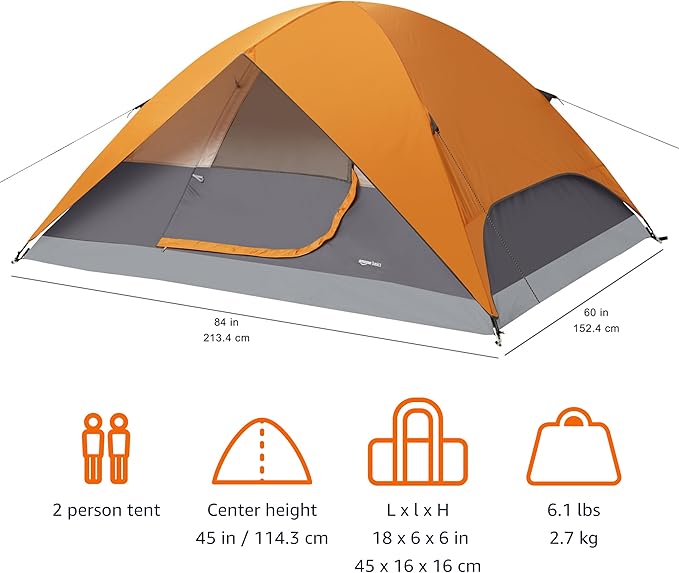 Amazon Basics Camping Tent, 3-Season Dome Design with Rainfly-PawvioPets