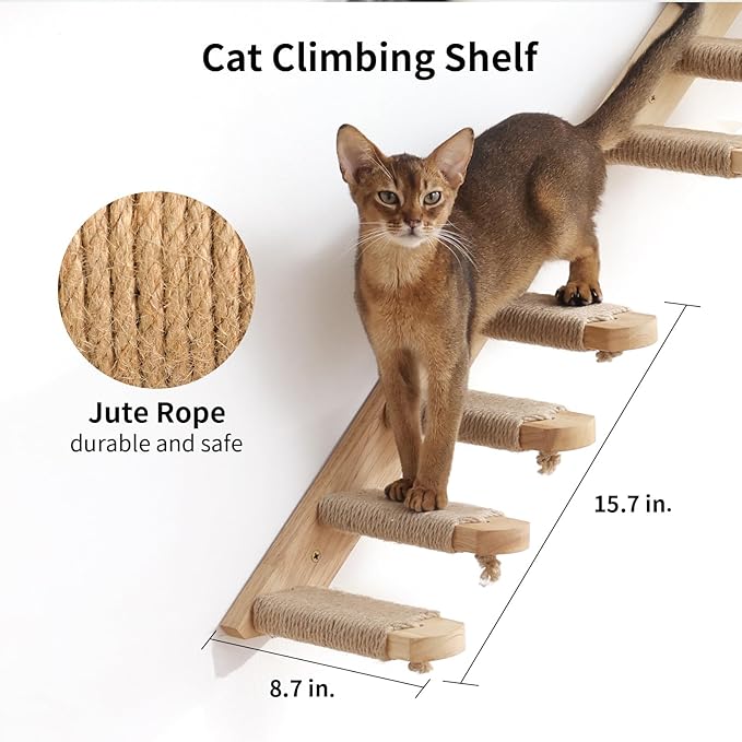 FUKUMARU Cat Wall Furniture, 3 Pack Cats Walls Shelves Set, Solid Rubber Wood Kitten Shelf for Sleeping, Playing, Climbing and Lounging-PawvioPets
