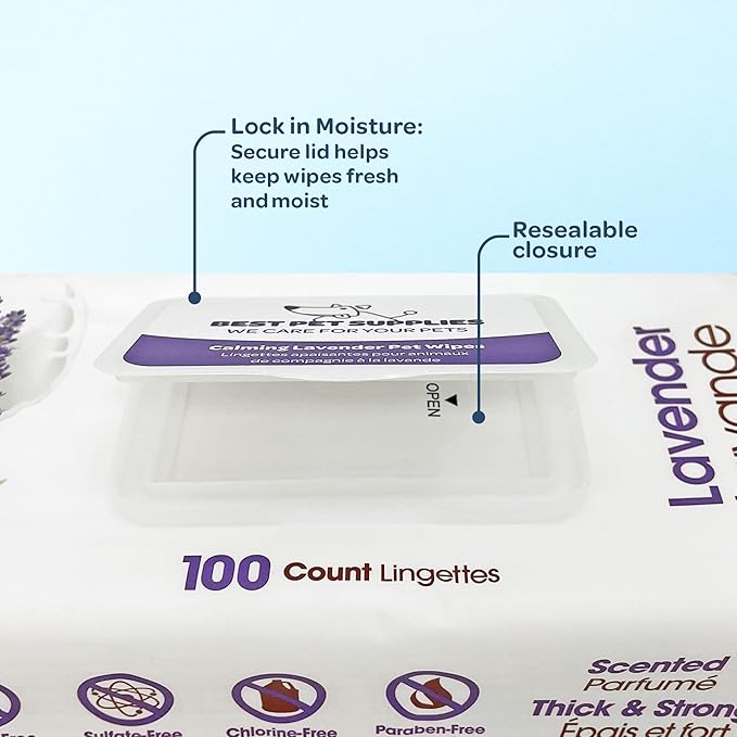 Best Pet Supplies Pet Wipes for Dogs - Dog Wipes Cleaning Deodorizing, for Coats, Ears, Paws - Calming Lavender, 400 Count-PawvioPets