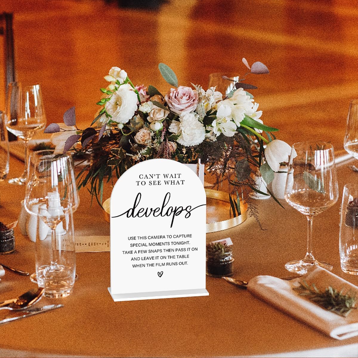 Acrylic Wedding Sign Can't Wait to See What Develops Sign for Wedding Wedding Signs for Ceremony Modern Calligraphy Arch Acrylic Table Top Sign for Wedding Reception and Event Party Table(white）