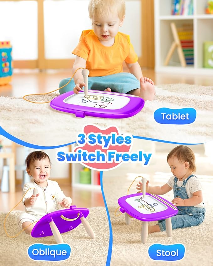 Doodle Board for Toddler Toys Age 1-2, Magnetic Writing Board, Preschool Learning and Educational Toys for 1 2 3 Years Old Girl Boy Gift for Birthday -Purple-PawvioPets
