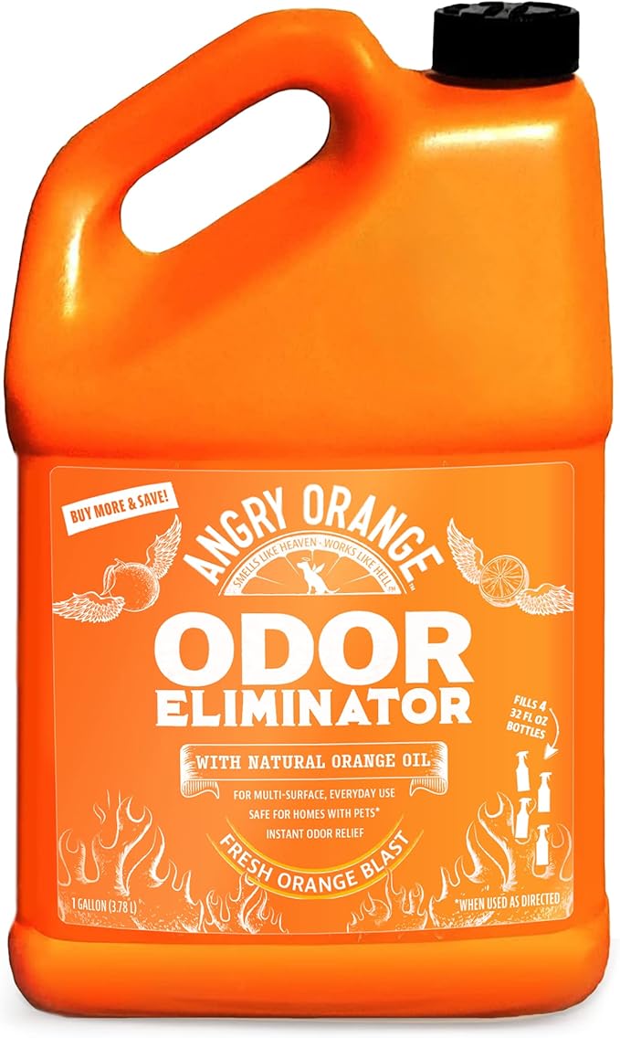 Angry Orange Pet Odor Eliminator for Dog and Cat Urine, Carpet Stains, and Strong Smells – Citrus Cleaner with Natural Orange Oil – 1 Gallon-PawvioPets