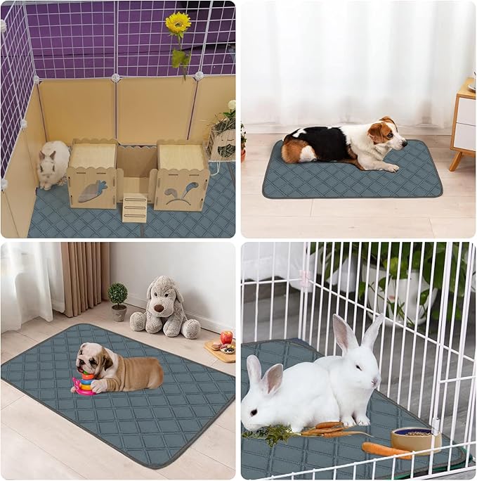 2 Pack Washable Guinea Pig Cage Liners for C&C 2x4 Habitat Guinea Pig Bedding Super Absorbent | Waterproof | Non Slip| Reusable Guinea Pig Pee Pads for Small Animals Cages - 57.1" x 27.6"-PawvioPets