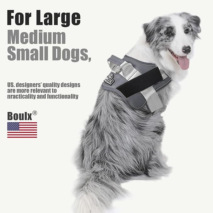 Bolux Dog Harness, No-Pull Reflective Dog Vest, Breathable Adjustable Pet Harness with Handle for Outdoor Walking - No More Pulling, Tugging or Choking-PawvioPets