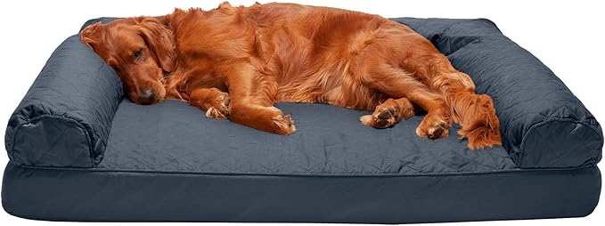 Furhaven Orthopedic Dog Bed for Large Dogs w/ Removable Bolsters & Washable Cover, For Dogs Up to 95 lbs - Quilted Sofa - Iron Gray, Jumbo/XL-PawvioPets