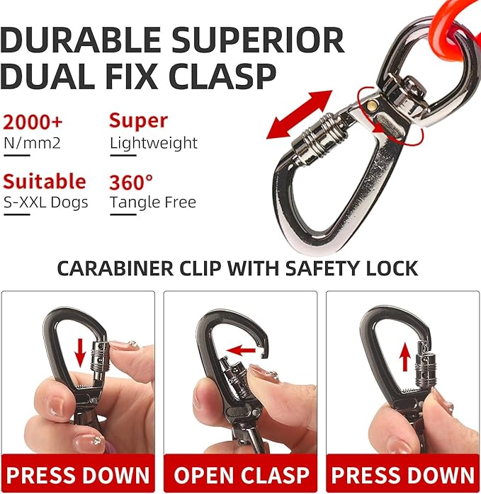 Dog tie Out Cable, 10/20/25/30/50/70/100 feet, Suitable for Dogs up to 350 pounds, Dog Cable with Swivel Buckle, Lightweight, Non-Winding, for Outdoor Camping, Yard Dog Cable (Red, 30FT)-PawvioPets