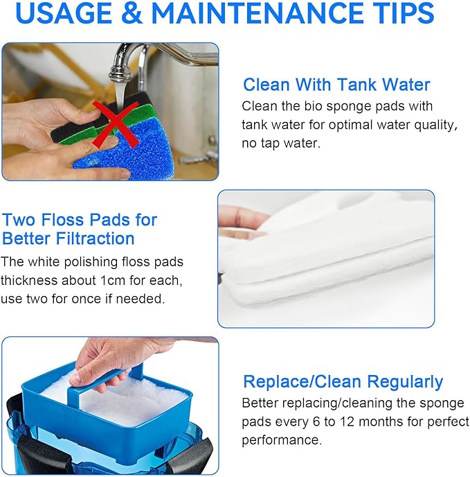 Canister Filter Pads Compatible with Penn Plax Cascade 1200/1500 CCF4UL/CCF5UL Replacement Canisters Filters Sponges for Aquariums Fish Tank Turtle Tank-PawvioPets